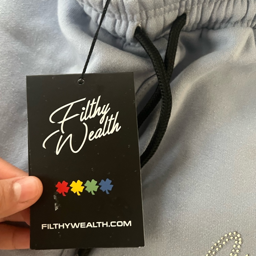 Filthy wealth blue sweatpants with rhinestone logo - Picture 7 of 8